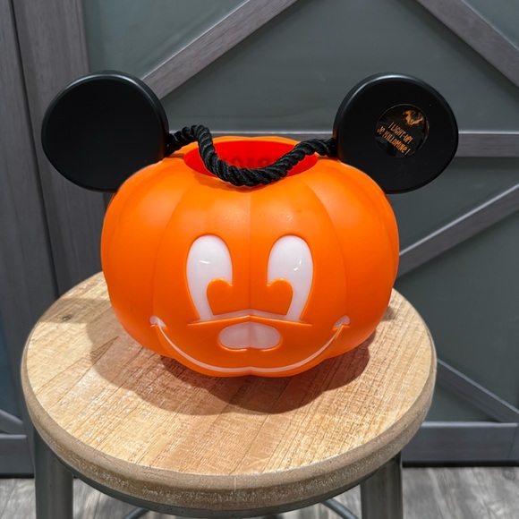 Disney Parks Mickey Mouse Pumpkin Light Up Halloween Trick or Treat Bucket - Picture 1 of 5